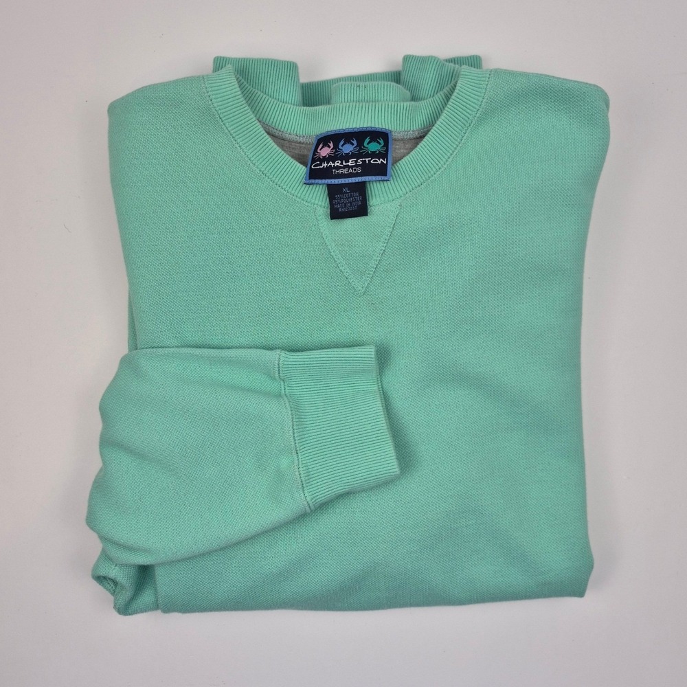Charleston Threads Mens XL Crew Neck‎ Sweatshirt Pullover Green Cotton Blend
